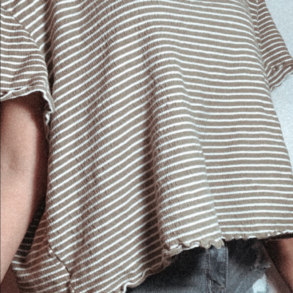 Green and White Striped Shirt American Eagle